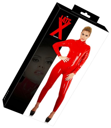 KOMBINEZON LATEX CATSUIT RED XS LEKKO DOPASOWANY