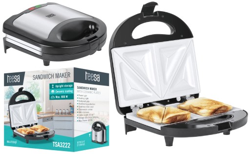 OPIEKACZ TEESA DO KANAPEK CERAMICZNE WKŁADY TOSTER SANDWICZ 800W MOCNY