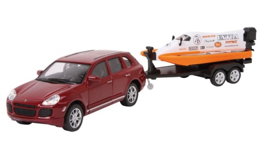 Model Porsche Cayenne + Łódź 1:32 dla Dzieci