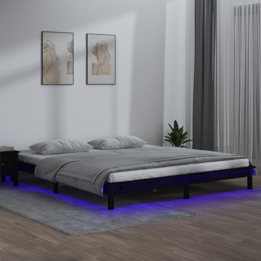 Lumarko Rama łóżka z LED, czarna, 120x190 cm, podw