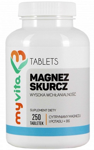 Myvita MAGNEZ SKURCZ cytrynian magnez potas B6 250t