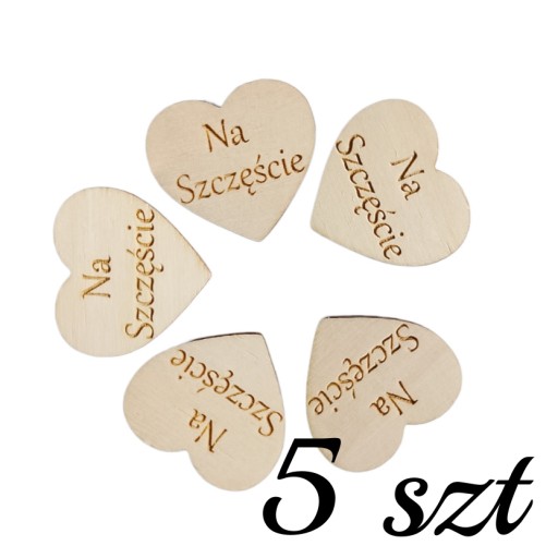 Drewniane serduszko Na Szczęście 5 szt.