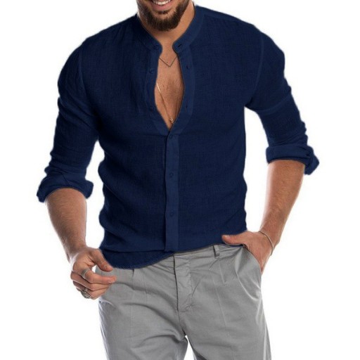 Koszula Męska Casual Przewiewna Lniana Len,5XL