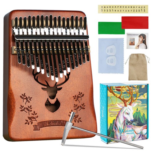 KALIMBA DREWNIANA INSTRUMENT AFRYKAŃSKI MUZYCZNY PIANINO 17 KLAWISZY ZESTAW