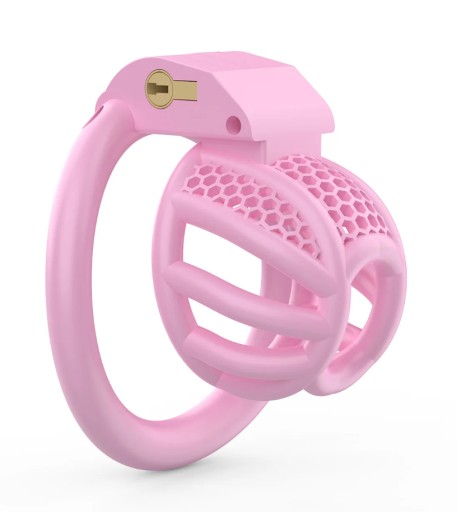 MAŁY RÓŻOWY MĘSKI PAS CNOTY CHASTITY 4 RINGI