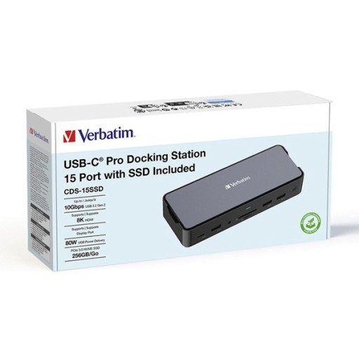 Stacja dokująca Verbatim, USB-C Pro, 15-port, 2x HDMI, RJ45, microSD, USB-A