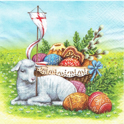 Serwetka decoupage 267W Wielkanoc baranek 1szt