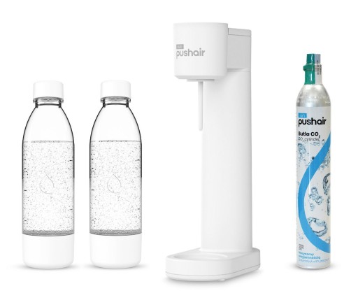 Saturator do wody Dafi PushAir (biały) + 2x butelka 0,7L + nabój CO2
