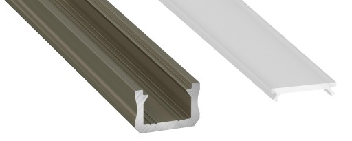 Profil aluminowy płaski X 1m Inox z kloszem