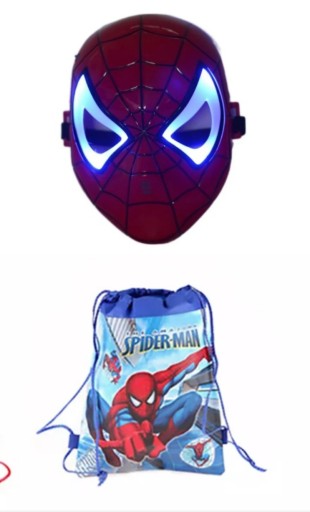 Maska ŚWIECĄCE oczy SPIDERMAN plus TORBA Gratis super prezent dla dzieci