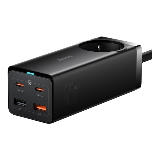 Baseus Ładowarka sieciowa gniazdo zasilania AC 230V 2xUSB-A 2x USB-C 65W