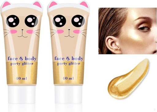 KYDA PŁYNNY ROZŚWIETLACZ shimmer BROKAT TWARZ CIAŁO 2 sztuki 2x40 ml