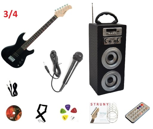 GITARA ELEKTRYCZNA 3/4 + WZMACNIACZ MIKROFON ECHO