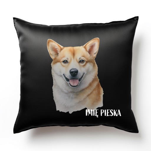 POSZEWKA SATYNA 40CM SHIBA INU MAŁY PIES PIESEK + IMIĘ PERSONALIZACJA