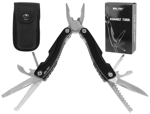 MULTITOOL NARZĘDZIE WIELOFUNKCYJNE MIL-TEC KOMBI TOOL 8w1 CZARNY z KABURĄ