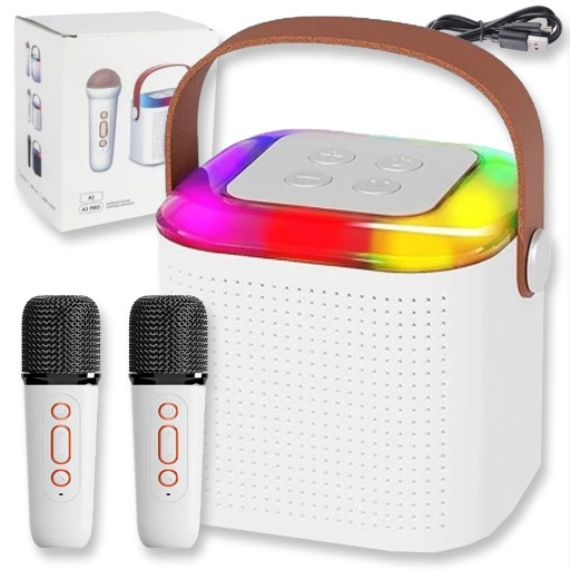 KARAOKE ZESTAW MIKROFON BLUETOOTH GŁOŚNIK BEZPRZEWODOWY USB PRZENOŚNY AUX