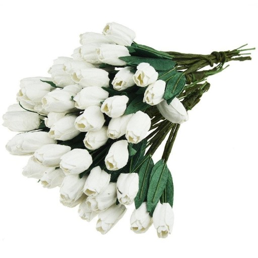 Kwiaty papierowe Tulipany białe - 50szt