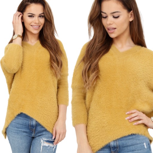 SWETER SWETEREK ALPAKA SEREK MUSZTARDOWY 2191