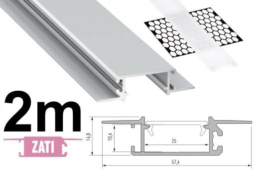 PROFIL ALUMINIOWY ZATI do PŁYT GIPS KARTON + KLOSZ