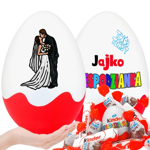 Ślubne Jajko Niespodzianka XL Personalizowany prezent na ślub Kinder