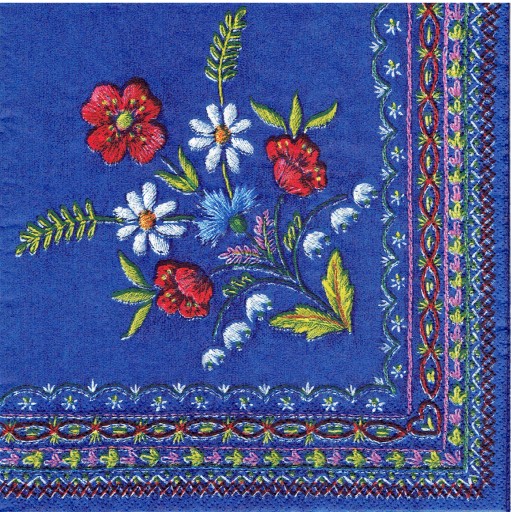 Serwetka papierowa decoupage 72F Ludowa folklor Kwiaty maki chabry 1 sztuka