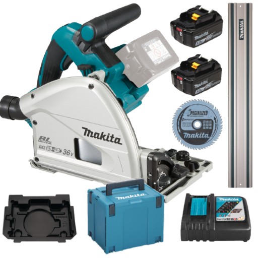 Makita DSP600ZJ Piła + SZYNA 1M + ZASILANIE 2X5AH PILARKA ZAGŁEBIARKA DSP
