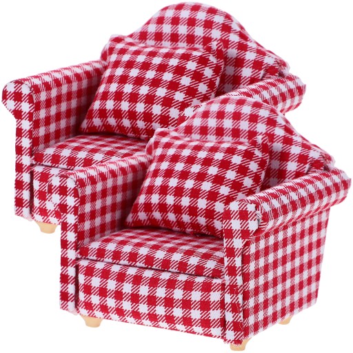 Miniaturowa pojedyncza sofa z poduszką dla lalek
