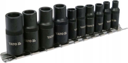 YATO ZESTAW 10 ADAPTERÓW NASADEK GWINTOWNIKÓW NA GRZECHOTKĘ 1/4'' 3/8