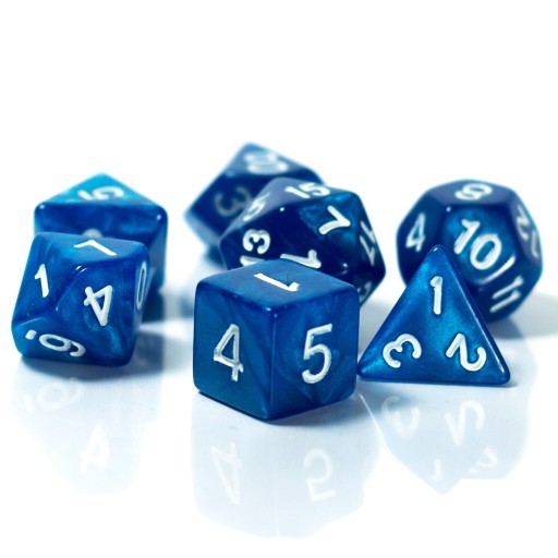 SZAFIROWA NOC ZESTAW 7 PERŁOWYCH KOŚCI RPG