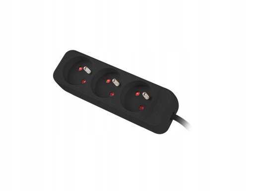 Listwa przedłużacz 3m czarna 3x 230V PL CU miedź