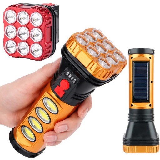 Latarka Akumulatorowa Solarna 9LED+4xCOB 1200mAh