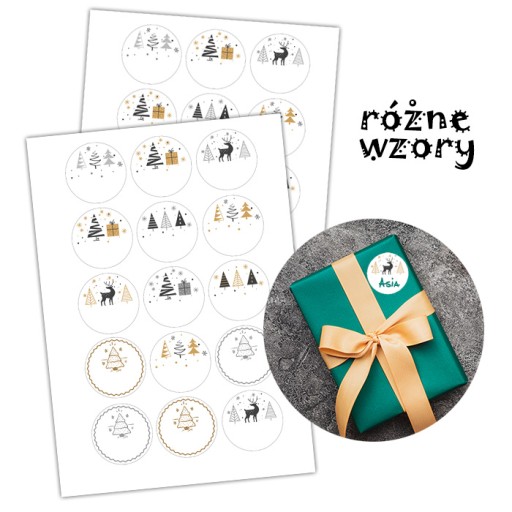 Naklejki świąteczne na prezenty - MIX