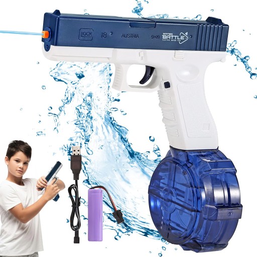 PISTOLET NA WODĘ ELEKTRYCZNY DLA DZIECI AUTOMATYCZNY NA BATERIE 2 MAGAZYNKI