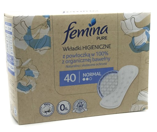 WKŁADKI FEMINA PURE z POWŁOCZKĄ ORGANICZNEJ WEŁNY