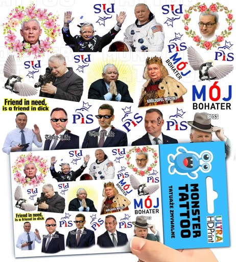 TATUAŻE ZMYWALNE TYMCZASOWE KACZYŃKI PIS MÓJ BOHATER DUDA WZORY ORYGINALNE