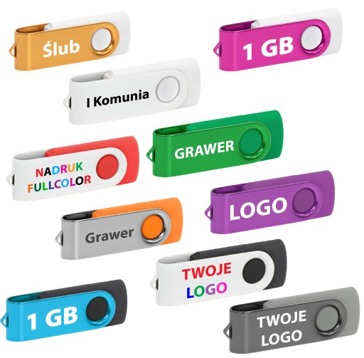 Pendrive 1GB usb2.0 z nadrukiem grawerem 10 szt.