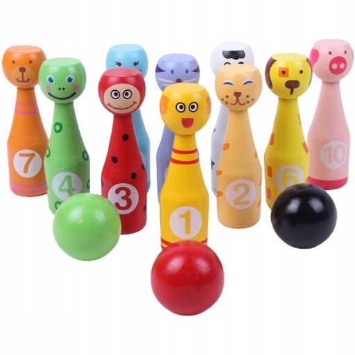 Kręgle dla zwierząt plastikowe drewniane puzzle