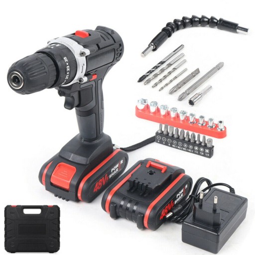 Versatile 48V Cordless Impact Drill Set with 2 Batteries
