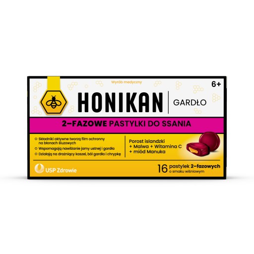 HONIKAN GARDŁO 2-fazowe pastylki do ssania 16 szt.