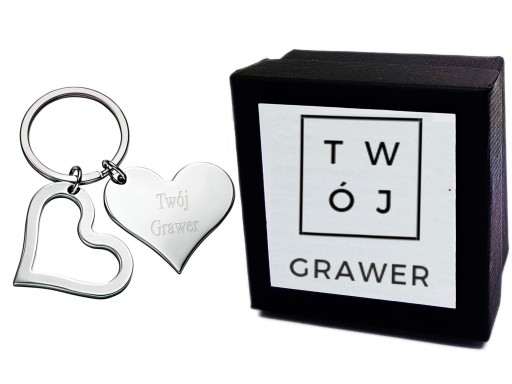 Brelok Metalowy Serce podwójne do Kluczy Grawer