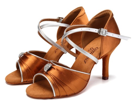 BUTY DO TAŃCA TANECZNE SUBTELNE LATINO BRĄZ 8,5cm