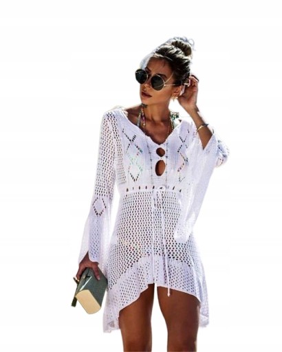 Letnia sukienka na plażę koronką boho paho pareo