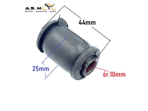 Tulejka metal-guma 10x25x44 wahacza przedniego ATV quad 150 200 250 Benyco