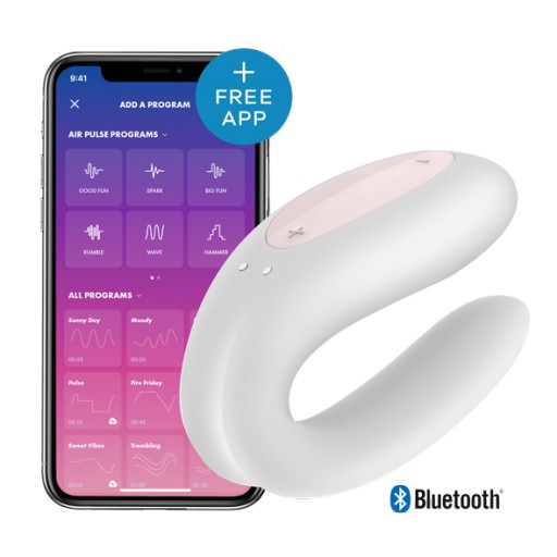 Wibrator dla par sterowany aplikacją - Satisfyer Double Joy Biały