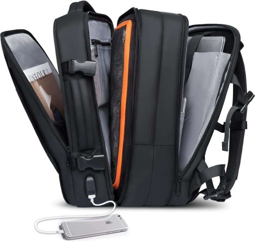 PLECAK WIELOFUNKCYJNY WODOODPORNY TORBA NA LAPTOPA 17 USB BAGAŻ CZARNY 45L