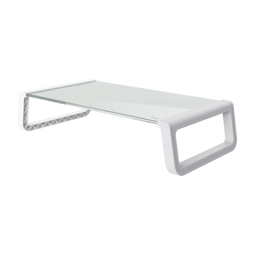 PODSTAWKA POD MONITOR BIAŁA PÓŁKA POD EKRAN LAPTOP SZKŁO HARTOWANE