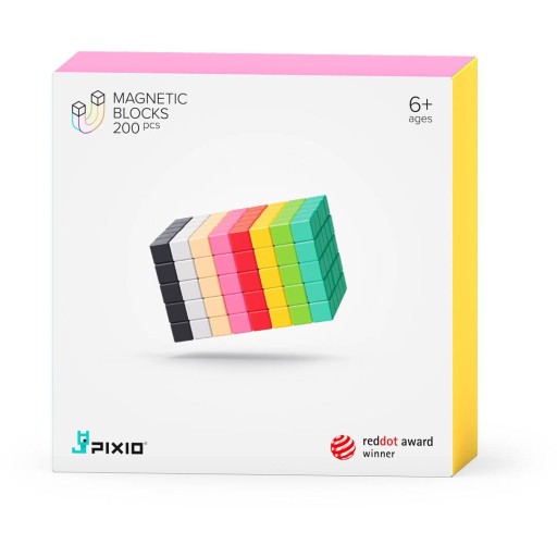 KLOCKI MAGNETYCZNE PIXIO 200 SZT. DESING KOLOROWE