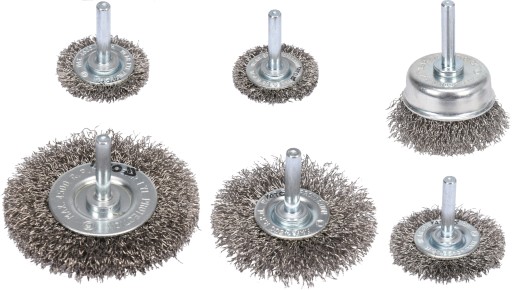 ZESTAW SZCZOTEK Z TRZPIENIEM INOX NA WIERTARKĘ