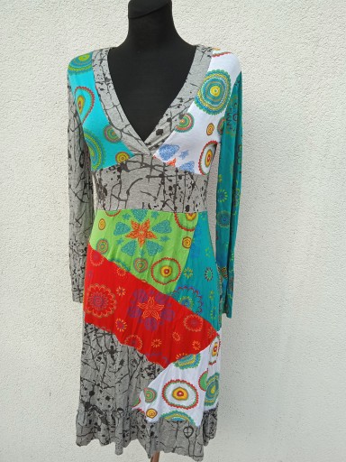 S MULTI SUKIENKA PATCHWORK Z ETNO WZOREM