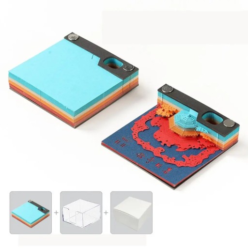 2024 Mini Desktop Calendar With Sticky Notes 3D Paper Carving Calendar 3D